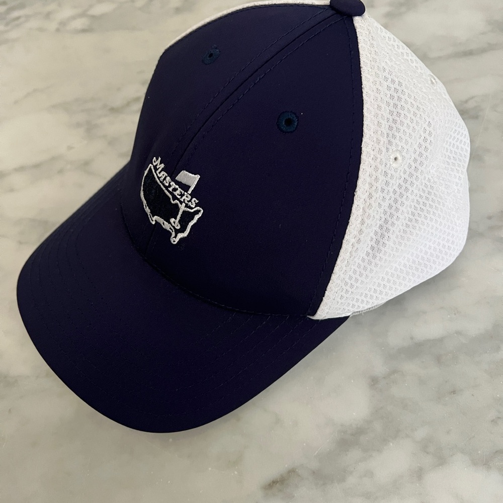Authentic  Masters White Cap with Navy Front White Logo OS Adjustable Snap back - Picture 5 of 7